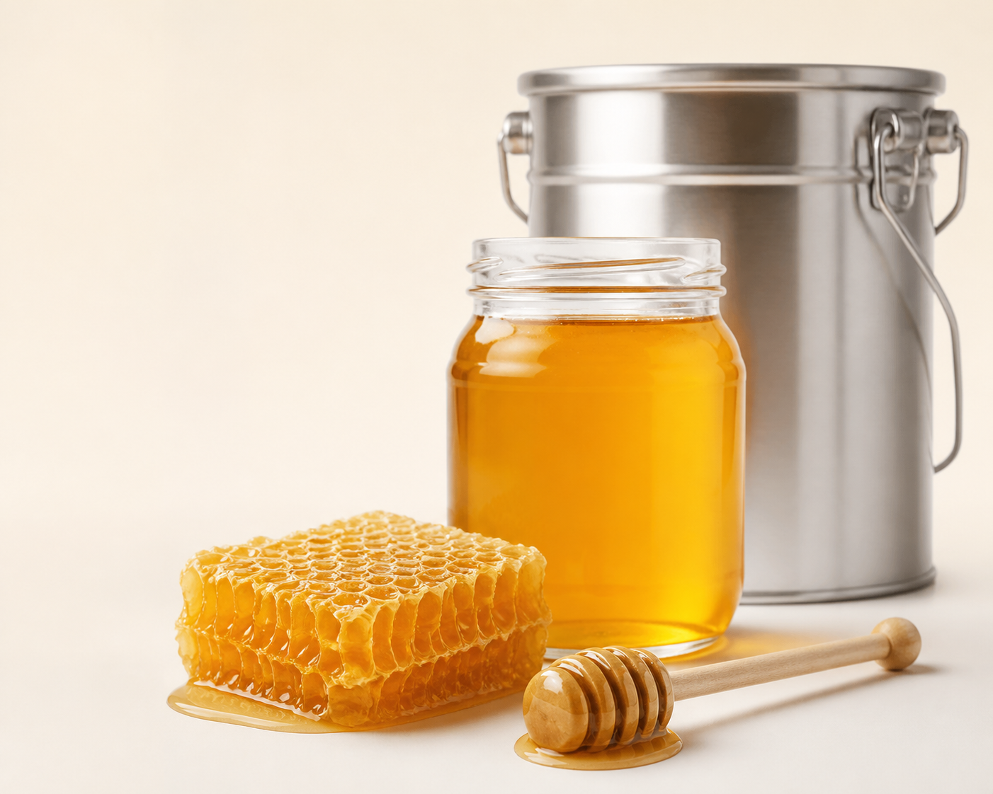 Unbranded honey jar ready for labeling